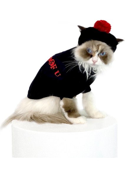 I Woof U Siyah Kedi Süveter ve Şapka