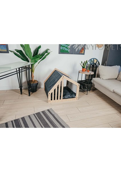Evim Ahşap Lacivert Orta Irk Köpek Yatağı modelleri