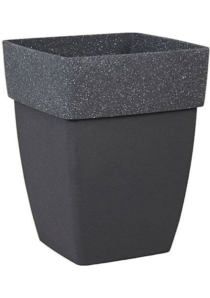Polystone Kumlu Siyah Kenar Saksı