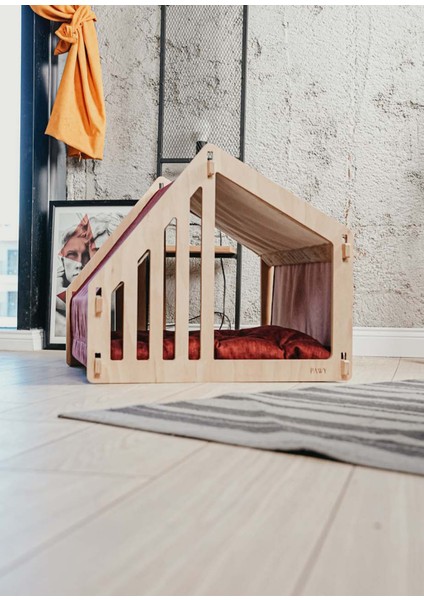 Evim Ahşap Medium Kırmızı Orta Irk Köpek Yatağı fiyatları
