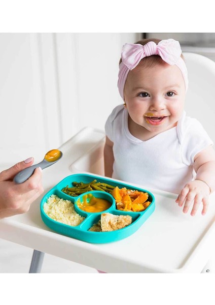 Yümi Mavi Silikon Tabak ve Kaşık Seti