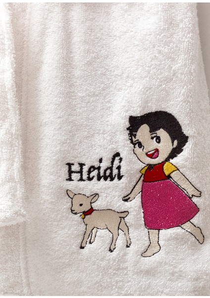 Beyaz Heidi Nakışlı Pamuklu Kız Çocuk Bornoz fiyatları