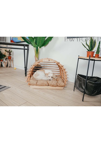 Tünel Ahşap Kahverengi Medium Kedi ve Orta Irk Köpek Yatağı modelleri
