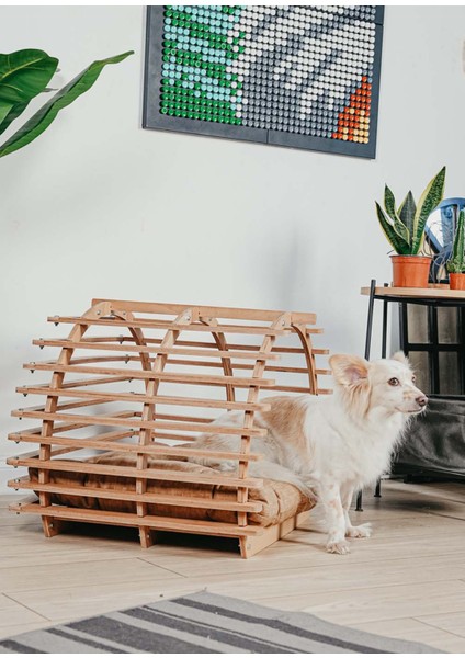 Tünel Ahşap Kahverengi Medium Kedi ve Orta Irk Köpek Yatağı fırsatları