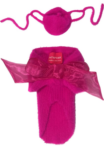 Metapink Pembe Kedi Süveter ve Şapka