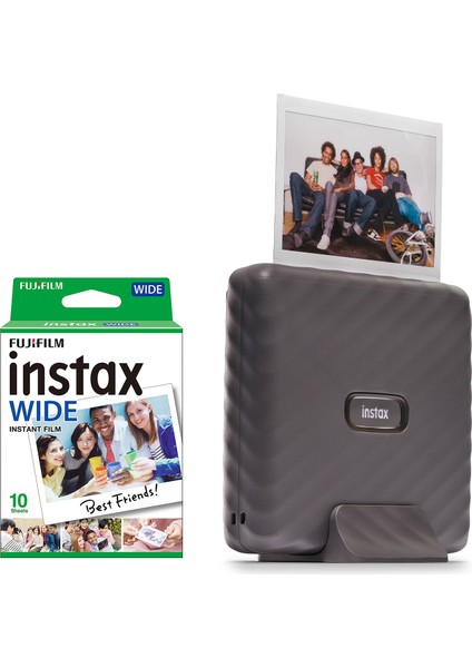 Instax Wide Link Gri Akıllı Telefon Yazıcısı ve 10'lu Film