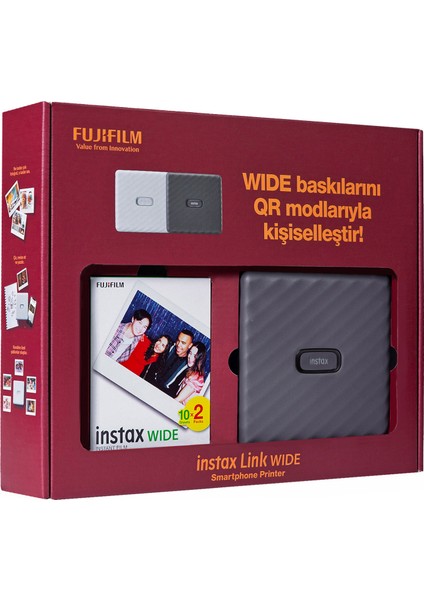 Instax Wide Link Gri Akıllı Telefon Yazıcısı Bundle Box fiyatları