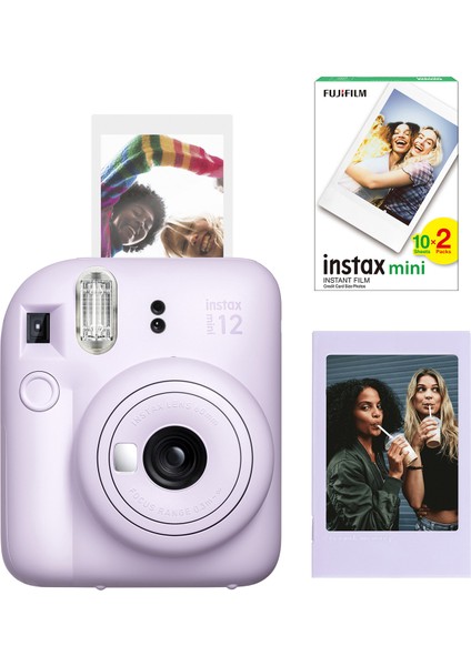 Instax Mini 12 Lila Fotoğraf Makinesi + 20'li Mini Film ve Çerçeve Seti