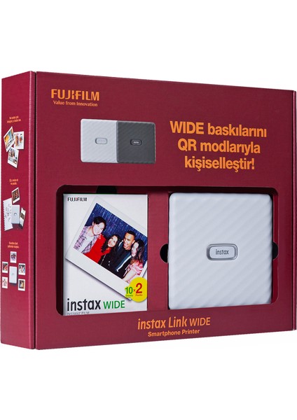 Instax Wide Link Beyaz Akıllı Telefon Yazıcısı Bundle Box fiyatları