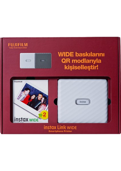 Instax Wide Link Beyaz Akıllı Telefon Yazıcısı Bundle Box modelleri