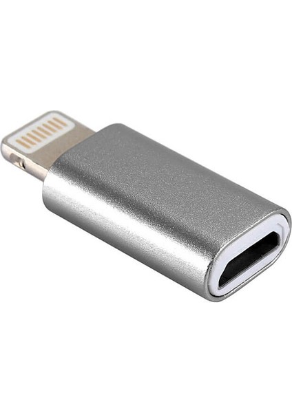 Apple Şarj Dönüştürücü Otg Micro USB To Iphone Lightining Çevirici Dönüştürücü Adaptör Gri
