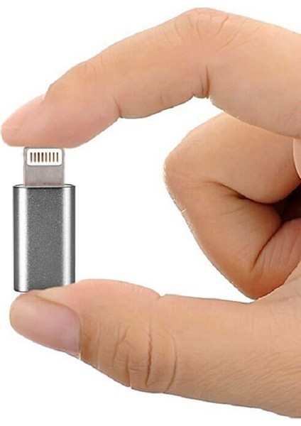 Apple Şarj Dönüştürücü Otg Micro USB To Iphone Lightining Çevirici Dönüştürücü Adaptör Gri