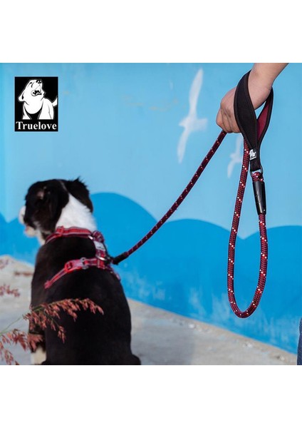 Kırmızı Neoprene Süngerli Halat Köpek Tasma Kayışı