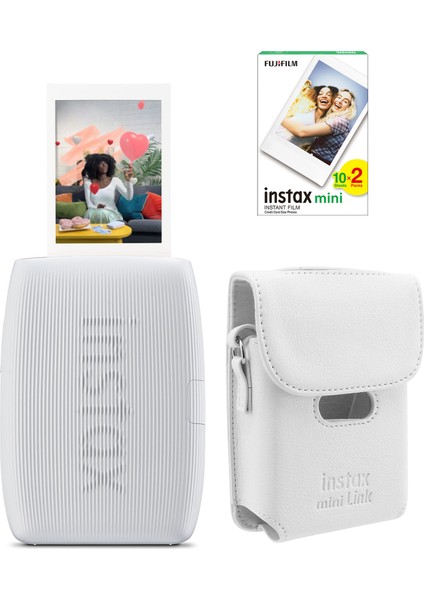 Instax Mini Link 3 Beyaz Akıllı Telefon Yazıcısı Beyaz Çanta ve 20'li Mini Film