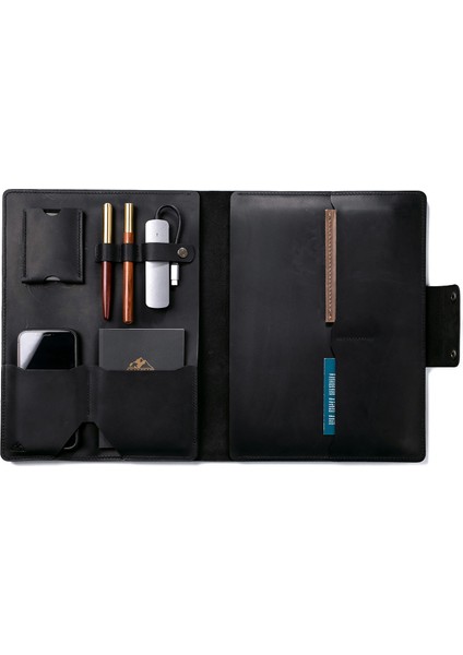Siyah MacBook Pro 13" Deri Kılıf Organizer