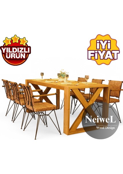 Velmar Doğal Ahşap Yemek MASASI-80CM-200CM(SADECE Masa)