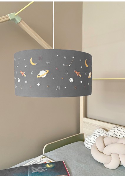 Lacivert Rocket Nakışlı Çocuk Odası Tavan Aydınlatması modelleri