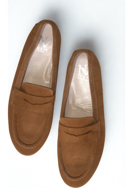 Neve Shoes Hardal Süet Deri Kadın Loafer Ayakkabı