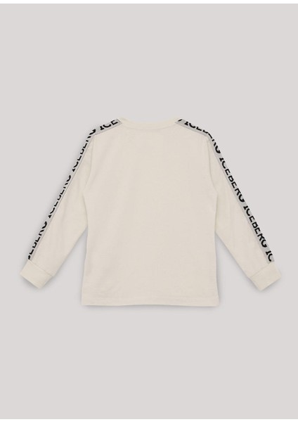 Kırık Beyaz Uzun Kollu Baskılı Erkek Çocuk T-Shirt