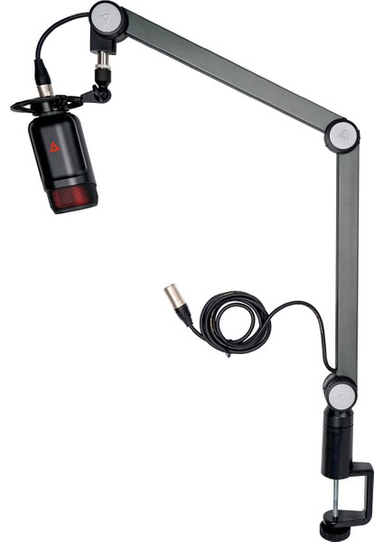 S2 Caster Boom Stand Siyah Kablo Klipsli Mikrofon Standı