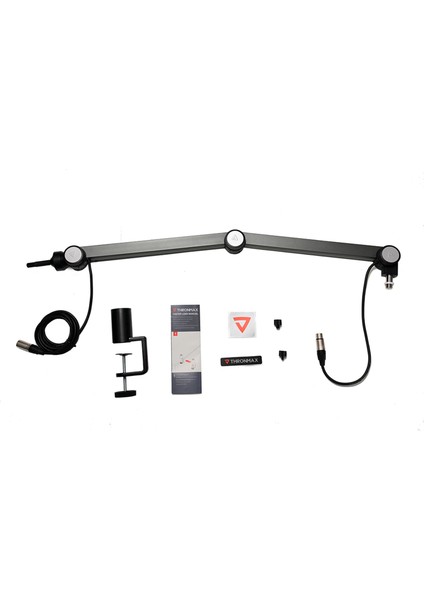 S2 Caster Boom Stand Siyah Kablo Klipsli Mikrofon Standı