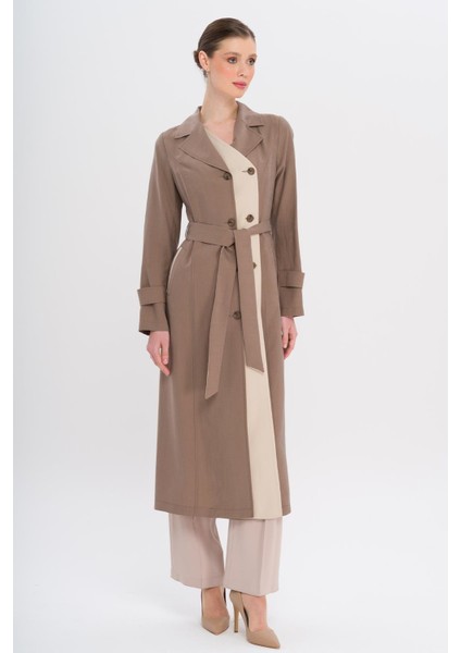 Garni Detaylı Kruvaze Astarsız Modal Trençkot A.kahve 6734 modelleri