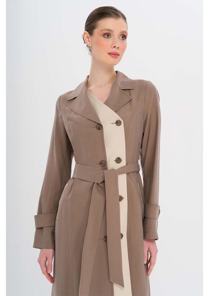 Garni Detaylı Kruvaze Astarsız Modal Trençkot A.kahve 6734 fırsatları