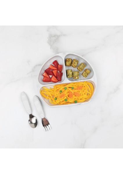 Marble Gri Silikon Vakumlu Tabak