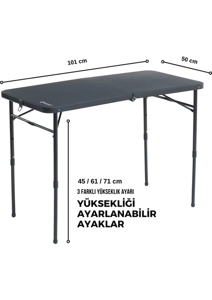 Claros Siyah Metal Katlanır Kamp Masası