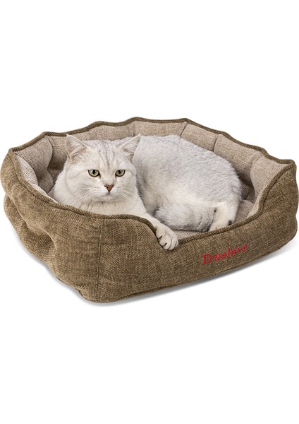 Yeşil Şönil Kumaşlı Kedi ve Küçük Irk Köpek Yatağı