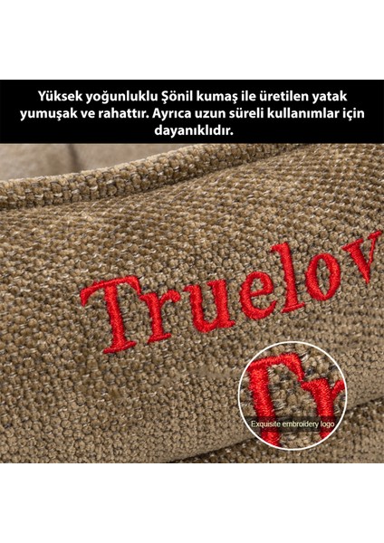 Yeşil Şönil Kumaşlı Kedi ve Küçük Irk Köpek Yatağı