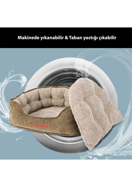 Yeşil Şönil Kumaşlı Kedi ve Küçük Irk Köpek Yatağı