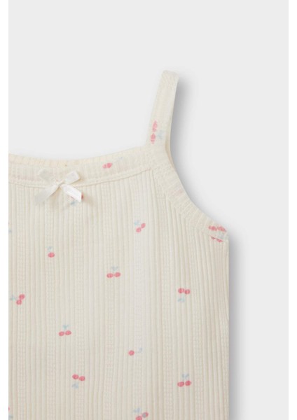 Kız Bebek Pijama Takımı Meyve Desenli Askılı Ribana Üst Şort E4654A525HS modelleri