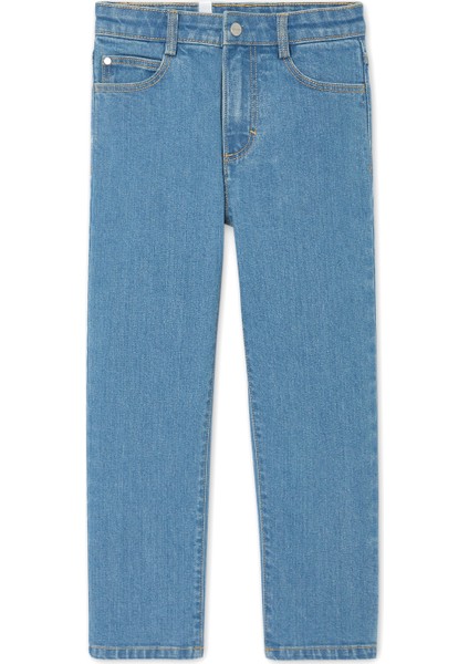 Mavi Düz Kesim Erkek Çocuk Jean Pantolon