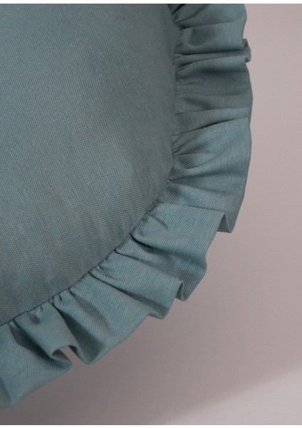 Teal Indigo Pamuklu Fırfırlı Bebek Emzirme Yastığı