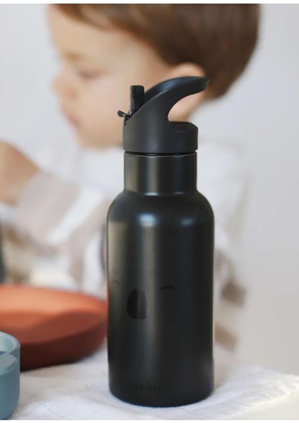 Bertil Pipetli Koala Chimera Siyah Paslanmaz Çelik Termos 350 ml