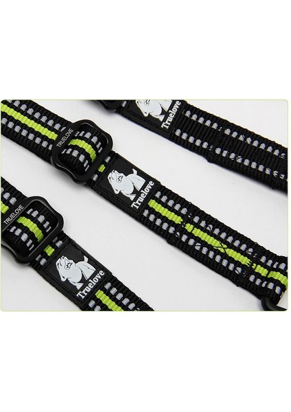 Neon Sarı Naylon Dokuma Çift Başlıklı Ayarlanabilir Köpek Tasma Kayışı