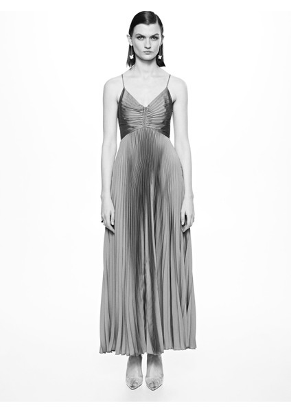 Pileli Saten Elbise modelleri