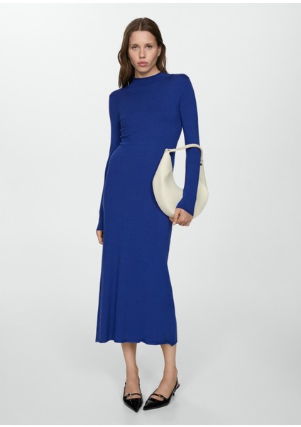 Perkins Yakalı Triko Elbise