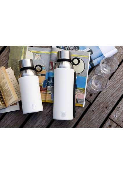 Termo Taşıma Kulplu Paslanmaz Çelik Mat Beyaz Termos 1500 ml