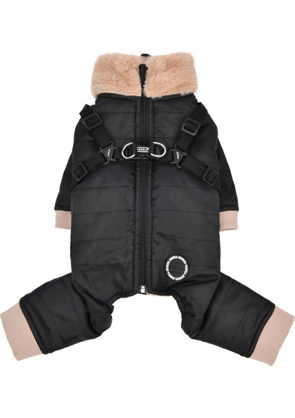 Everson Dog Jumpsuit Siyah Tasmalı Köpek Tulumu
