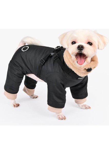 Everson Dog Jumpsuit Siyah Tasmalı Köpek Tulumu