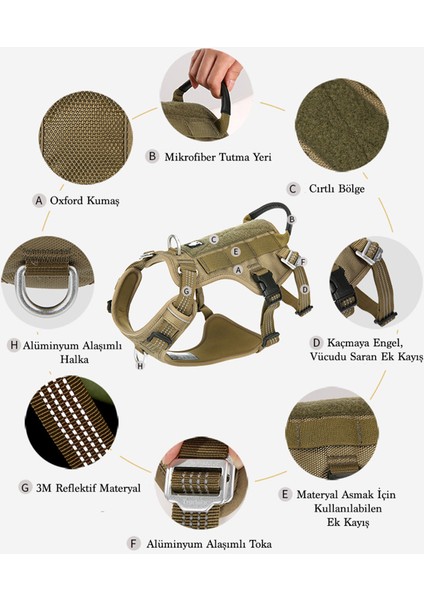 Tactical Turuncu Köpek Göğüs Tasması