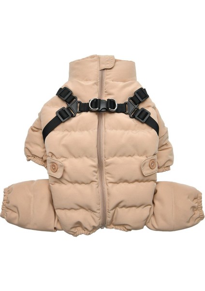 Ultra Light Soft Onesie Bej Tasmalı Köpek Tulumu