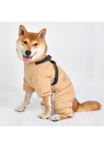 Ultra Light Soft Onesie Bej Tasmalı Köpek Tulumu