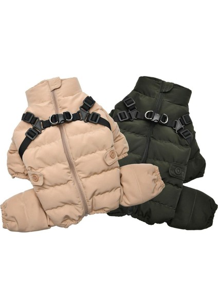 Ultra Light Soft Onesie Bej Tasmalı Köpek Tulumu