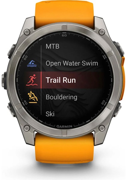 Fenix 8 Amoled Sapphire 51MM Turuncu Titanyum Grafit Kayışlı Akıllı Saat