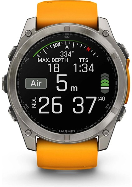 Fenix 8 Amoled Sapphire 51MM Turuncu Titanyum Grafit Kayışlı Akıllı Saat