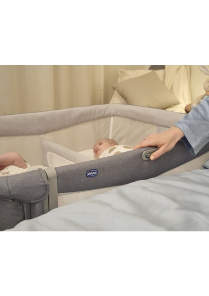 NEXT2ME Twins Co-Sleep Crib Magnet Gri Ikiz Anne Yanı Beşik