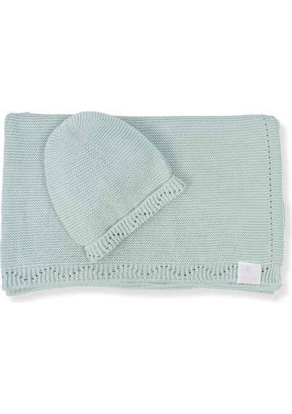 Violet Mint Organik Pamuk Triko Bebek Battaniye ve Şapka 2'li Set